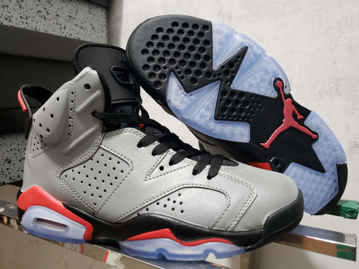 2019 Air Jordan 6 Reflective Grey Black Red Shoes - Click Image to Close